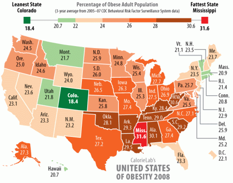Fattest States 2008 (calorielab.com)